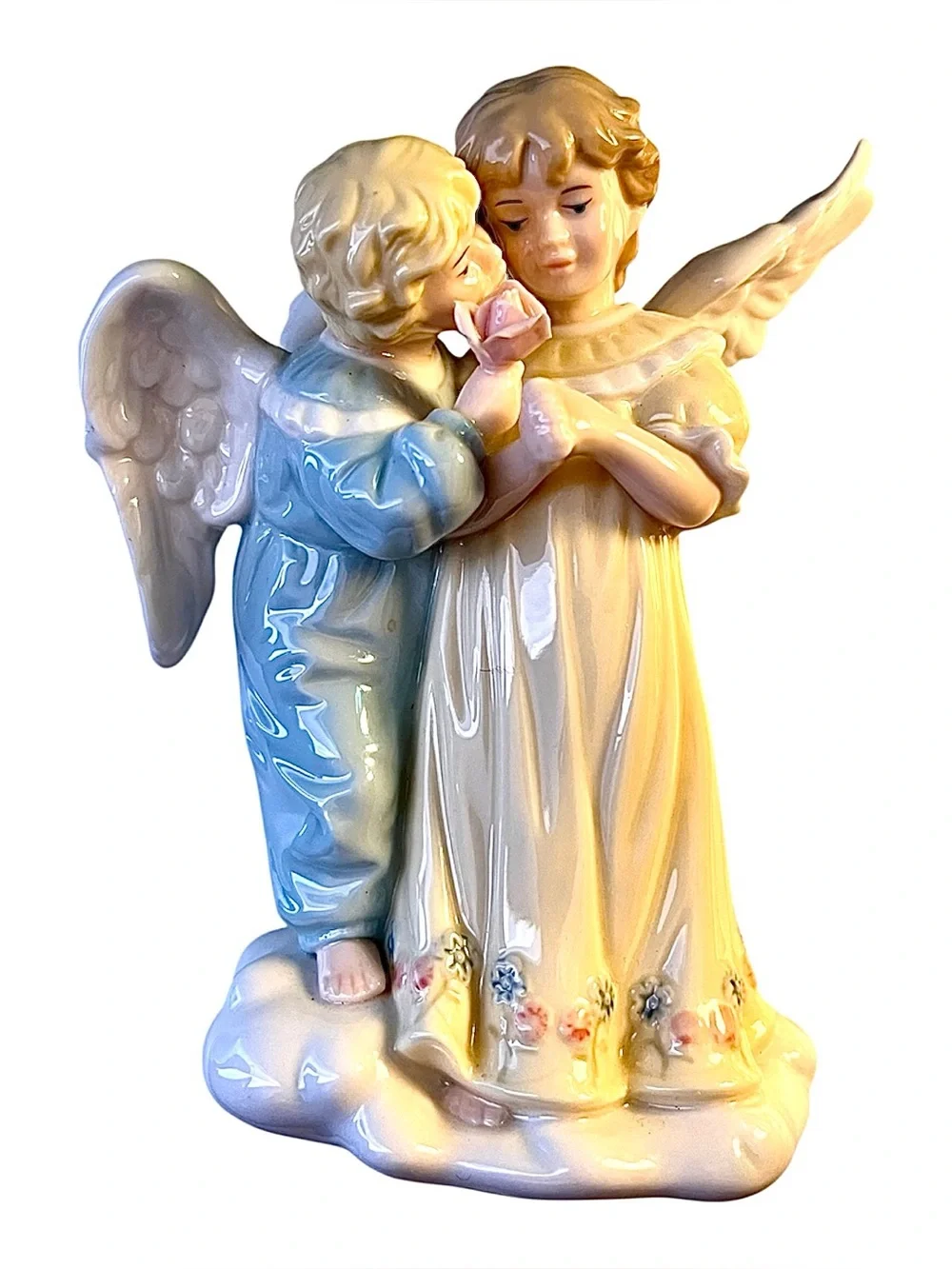 Vintage Porcelain Boy & Girl Angel Figurine Heavenly Collectible Decor